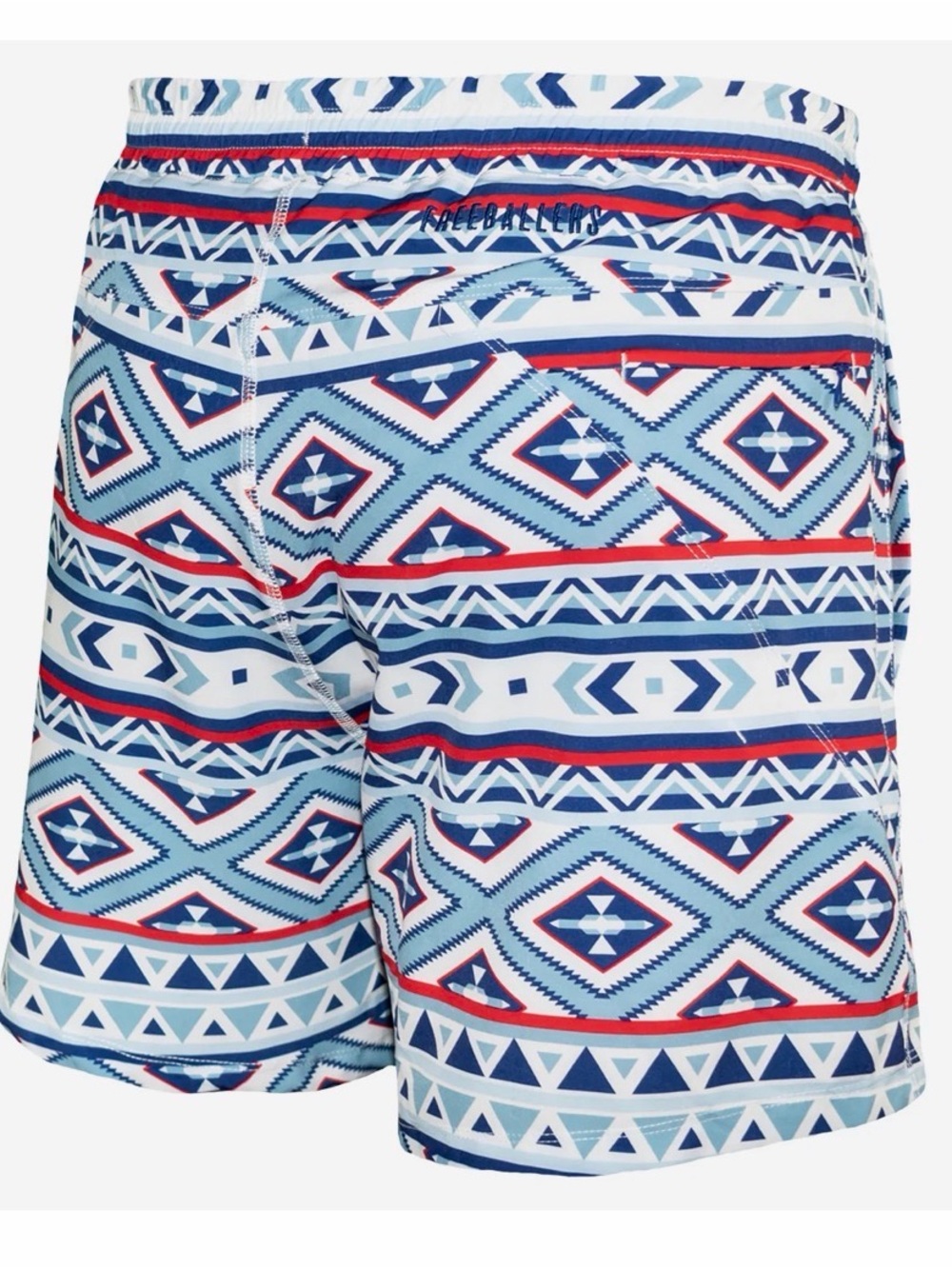 Freeballers Men's Large Blue White Red The chiefs Tribal Pattern Athletic Shorts